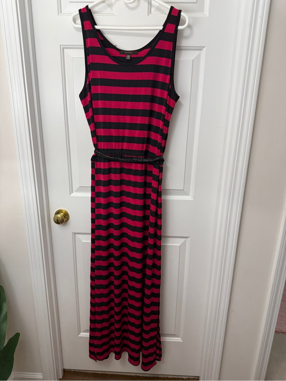 Fever Black & Fuchsia Striped Maxi Dress